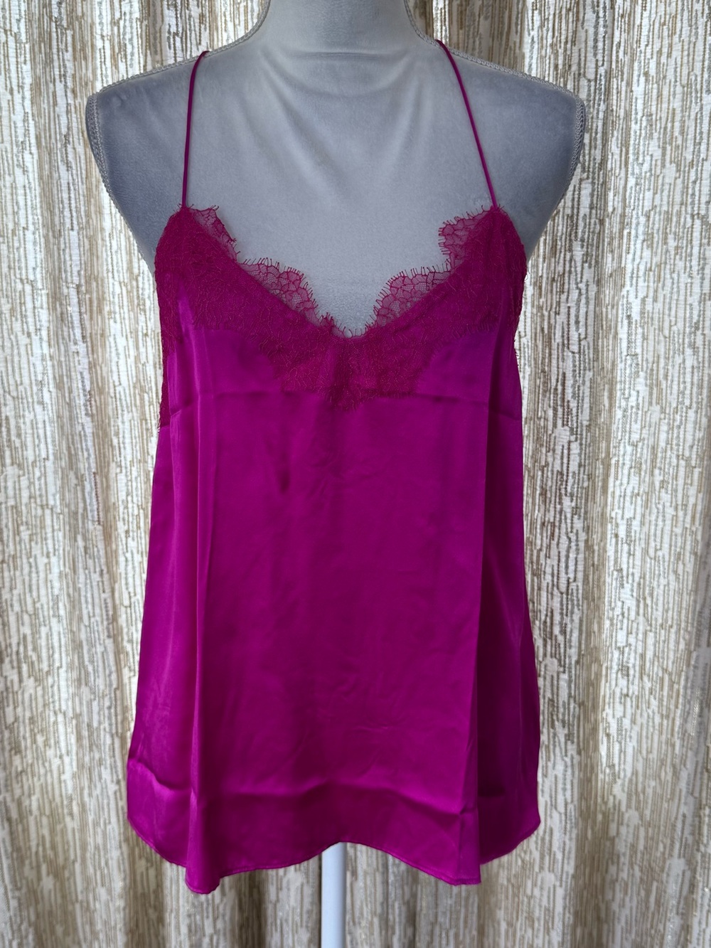 Cami NYC Fuchsia Lace-Trim Satin Slip